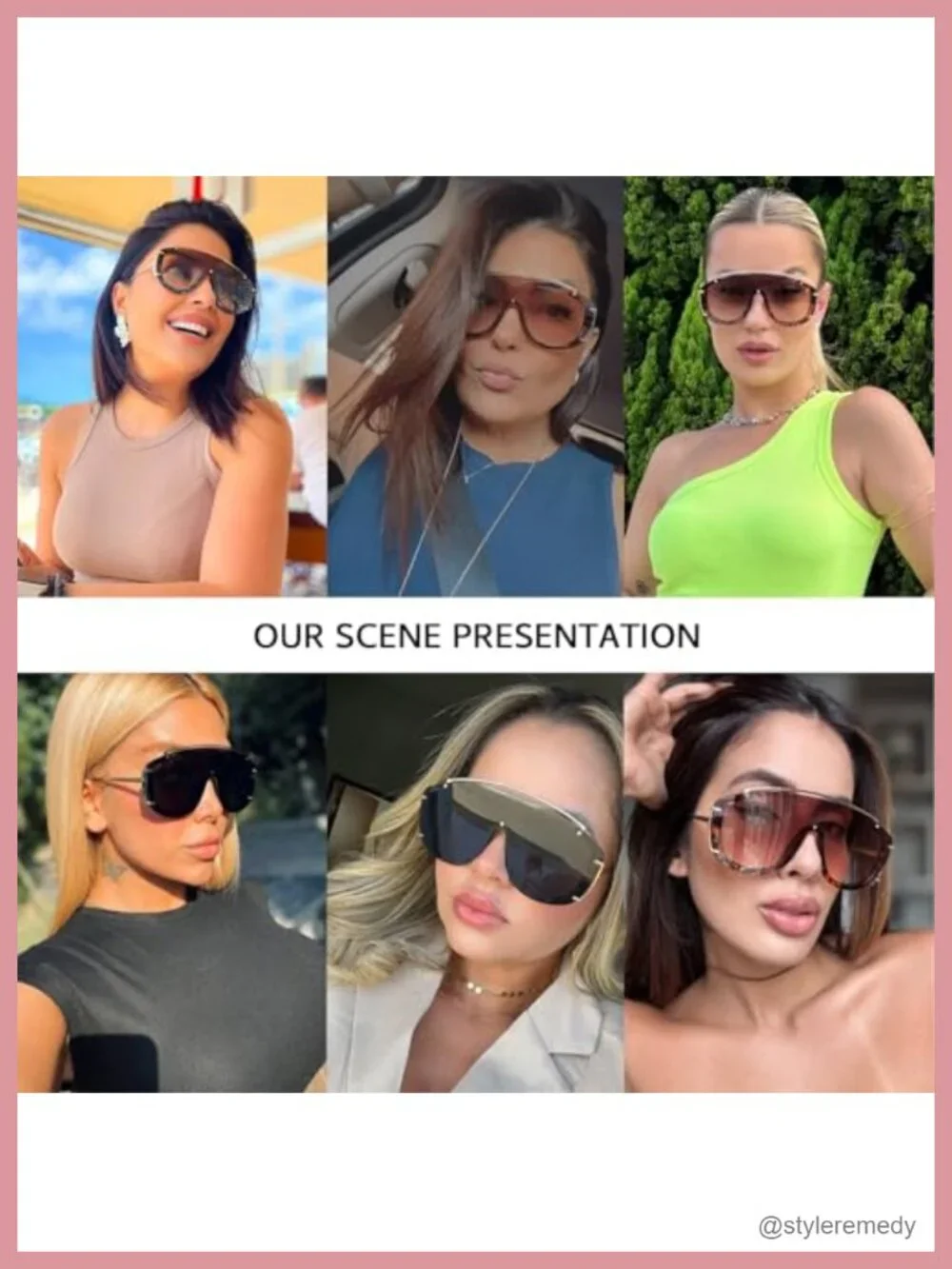 Retro Oversized Shield Sunglasses Women UV400 Protection Plastic Frame Square